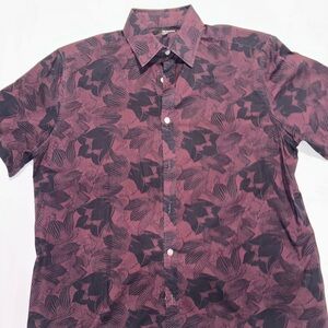 Murano - Men's Black and Purple Patterned Shirt